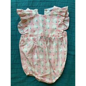 EGG Susan Lazar Romper Pink & White Gingham Dots ~ 12-18 Months Sweet & Adorable